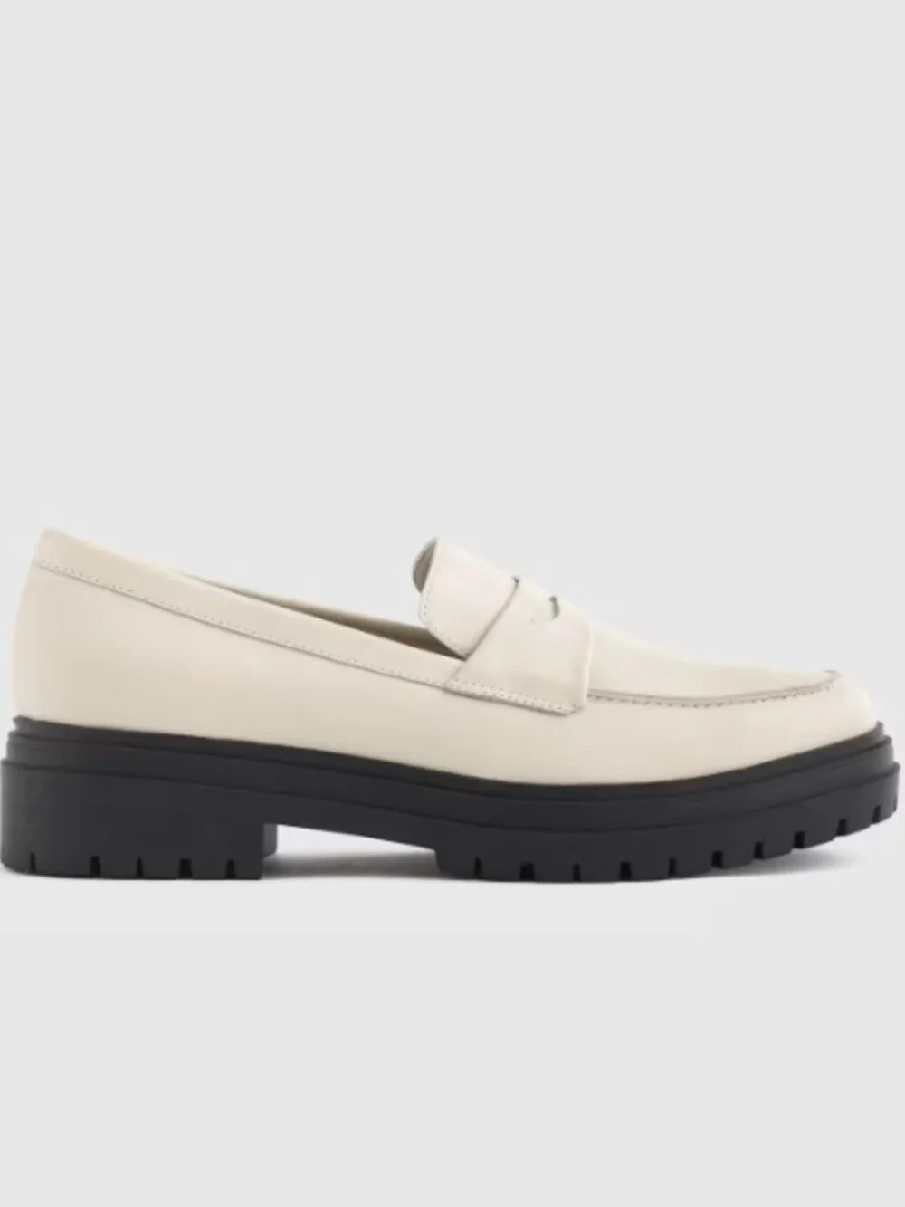 Quince Italian Leather Lug Sole Loafer Bone 8 NEW